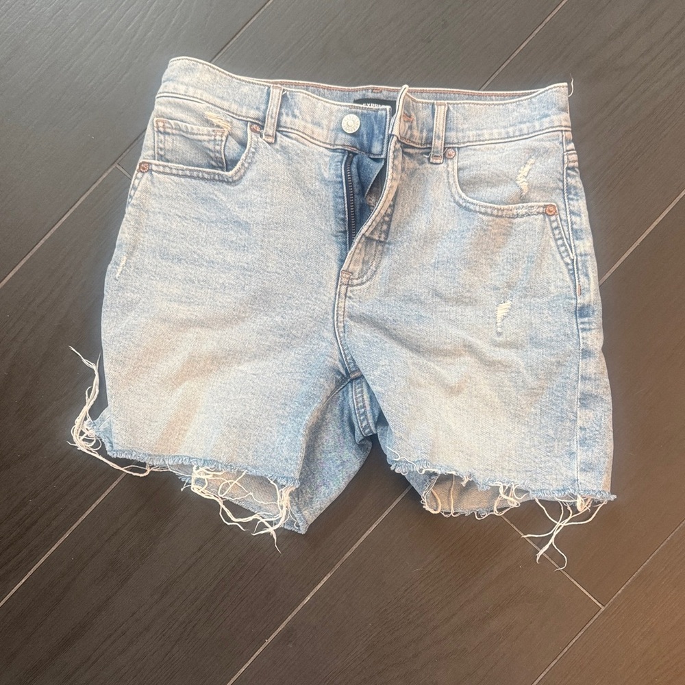 Express Light Wash Distressed Denim Cutoff Shorts